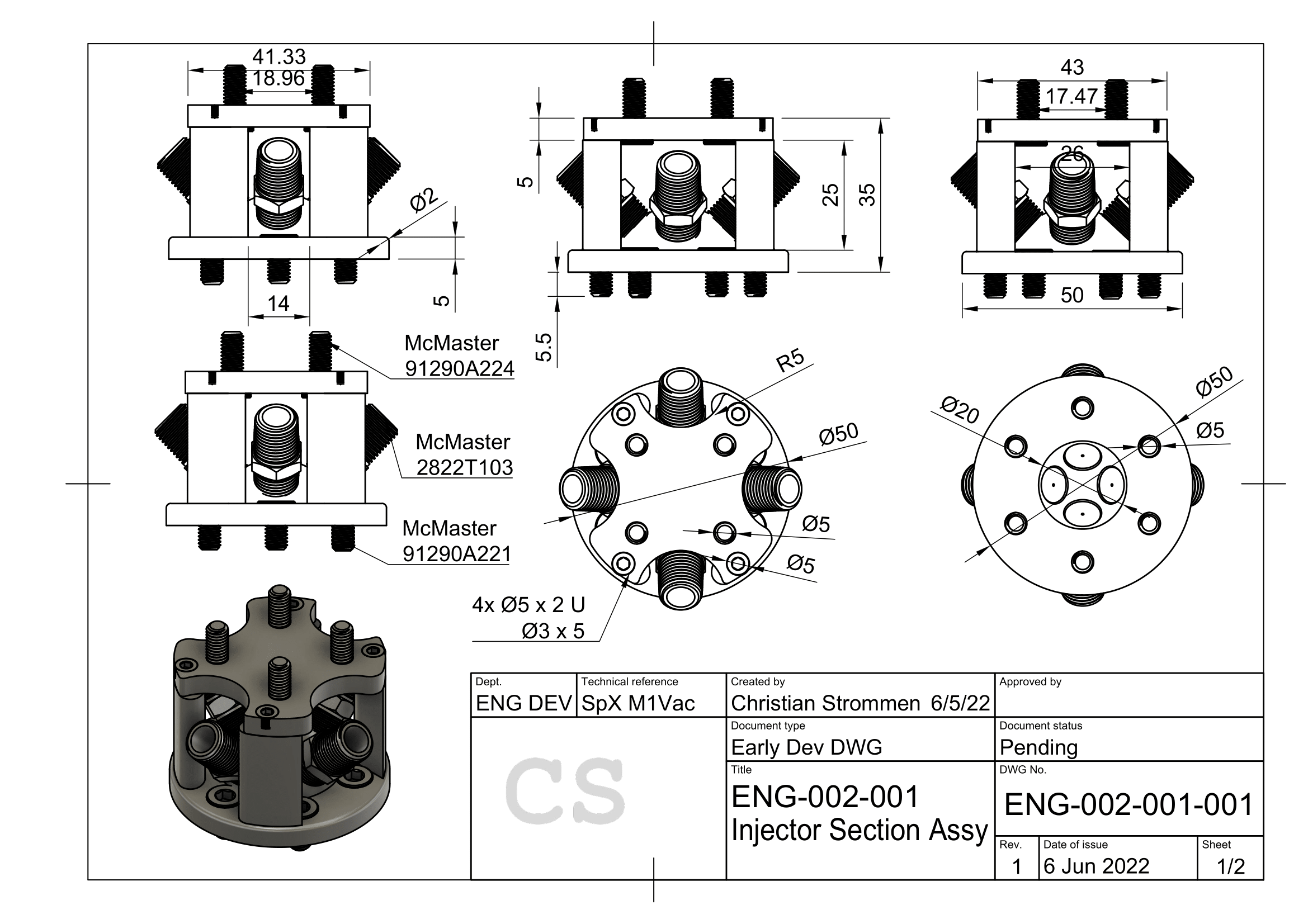 Injector section drawing